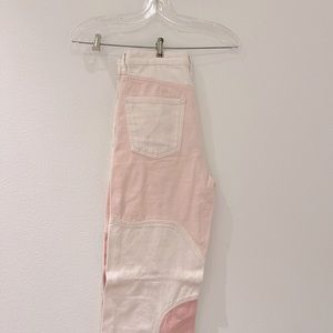 BERSHKA "90s Wide" Patch Work Jeans - Pink, Cream